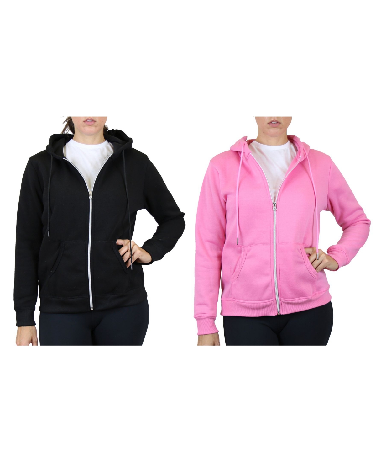 Galaxy By Harvic Women's Fleece Lined Zip Hoodie, Pack of 2