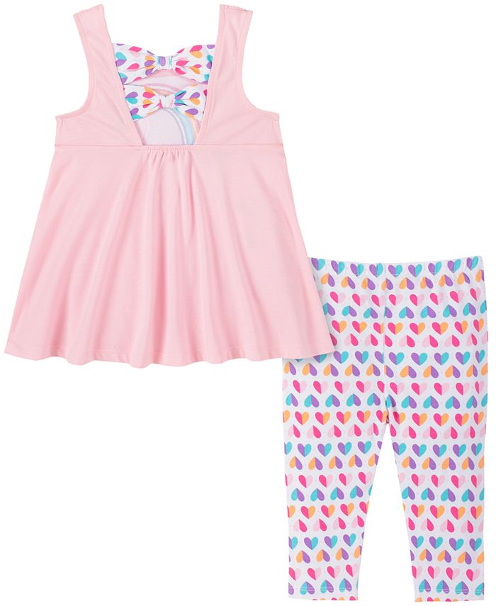 Kids Headquarters Baby Girls 2-Pc. Rainbow Unicorn Tunic & Heart-Print ...