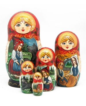 G.debrekht 5 Piece Riding Hood Russian Matryoshka Nested Doll Set In Multi