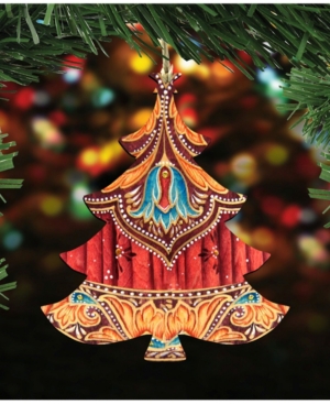 Designocracy Colorful Christmas Tree Wooden Ornament Set Of 2 In Multi