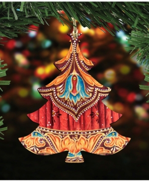 Designocracy Colorful Christmas Tree Wooden Ornament Set of 2