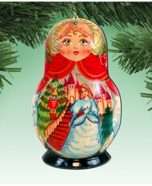 Designocracy Matreshka Doll Wooden Ornaments Set of 2
