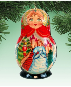 Designocracy Matreshka Doll Wooden Ornaments, Set Of 2 In Multi