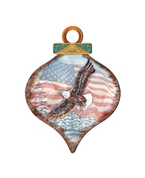 Designocracy American Eagle Drop Wooden Ornaments, Set Of 2 In Multi