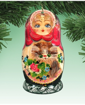 Designocracy Matreshka Doll Wooden Ornaments Set of 2