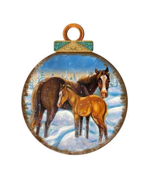 Designocracy Horses Ball Wooden Ornaments Set of 2