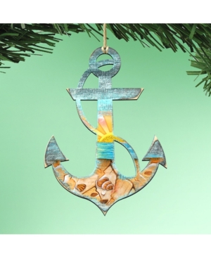 Designocracy Decorated Anchor Wooden Door Wooden Ornaments Set of 2