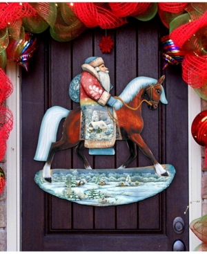 Designocracy Horsey Santa Christmas Door Hanger In Multi