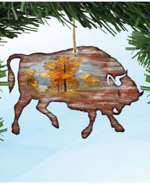 Designocracy Buffalo Wooden Christmas Ornament Set Of 2 In Multi