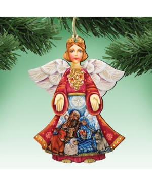 Designocracy Nativity Christmas Angel Wooden Christmas Ornament Set of 2