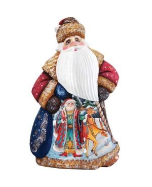 Shop G.debrekht Woodcarved Hand Painted Courier Dancing Santa Figurine In Multi