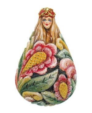 G.debrekht Hand Painted Scenic Ornament Flower Maiden Bell In Multi