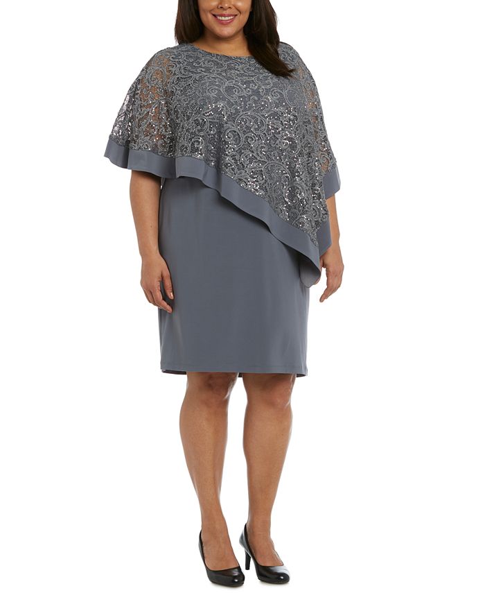 & M Richards Plus Size Sequined Poncho Dress & Reviews - Dresses - Plus Sizes - Macy's