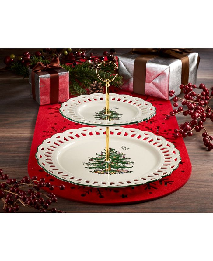 Spode Christmas Tree 2 Tier Pierced Cake Stand Macy's