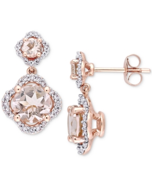 image of Morganite (2-5/8 ct. t.w.) & Diamond (2/5 ct. t.w.) Quatrefoil Drop Earrings in 14k Rose Gold
