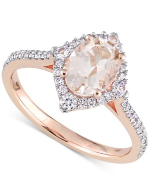 image of Morganite (1-1/7 ct. t.w.), White Sapphire (1/5 ct. t.w.) & Diamond (1/4 ct. t.w.) Ring in 14k Rose Gold