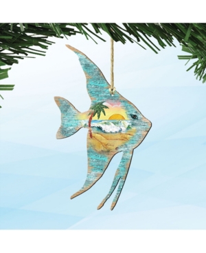 Designocracy Fish Wooden Ornaments Set of 2