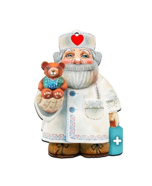Designocracy Doctor Santa Wooden Ornament, Set Of 2 In Multi