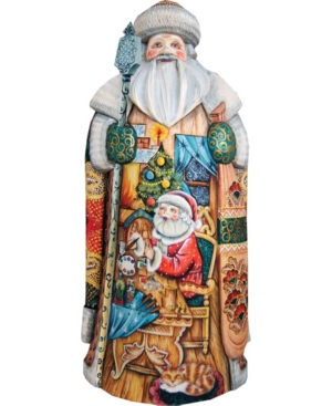 Shop G.debrekht Woodcarved Hand Painted Nativity Workshop Santa Figurine In Multi