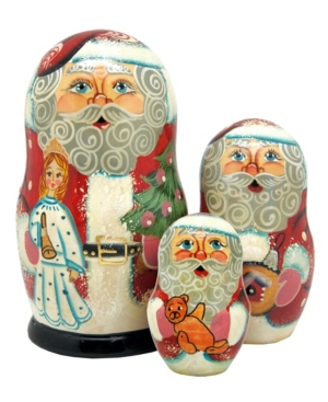 G.debrekht 3 Piece Guardian Santa Russian Matryoshka Nested Doll Set In Multi