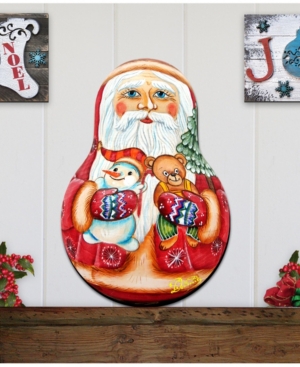 Designocracy Santa Nesting Doll Wooden Decor In Multi