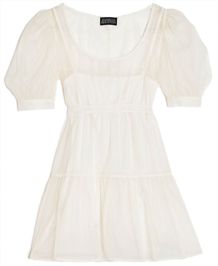 Danielle Bernstein Solid Organza Puff-Sleeve Mini Dress, Created for ...