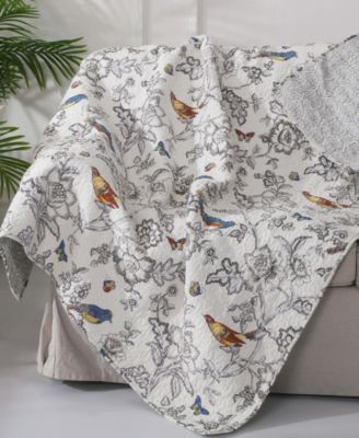 Mockingbird Toile Reversible Quilted Throw, 50" x 60"