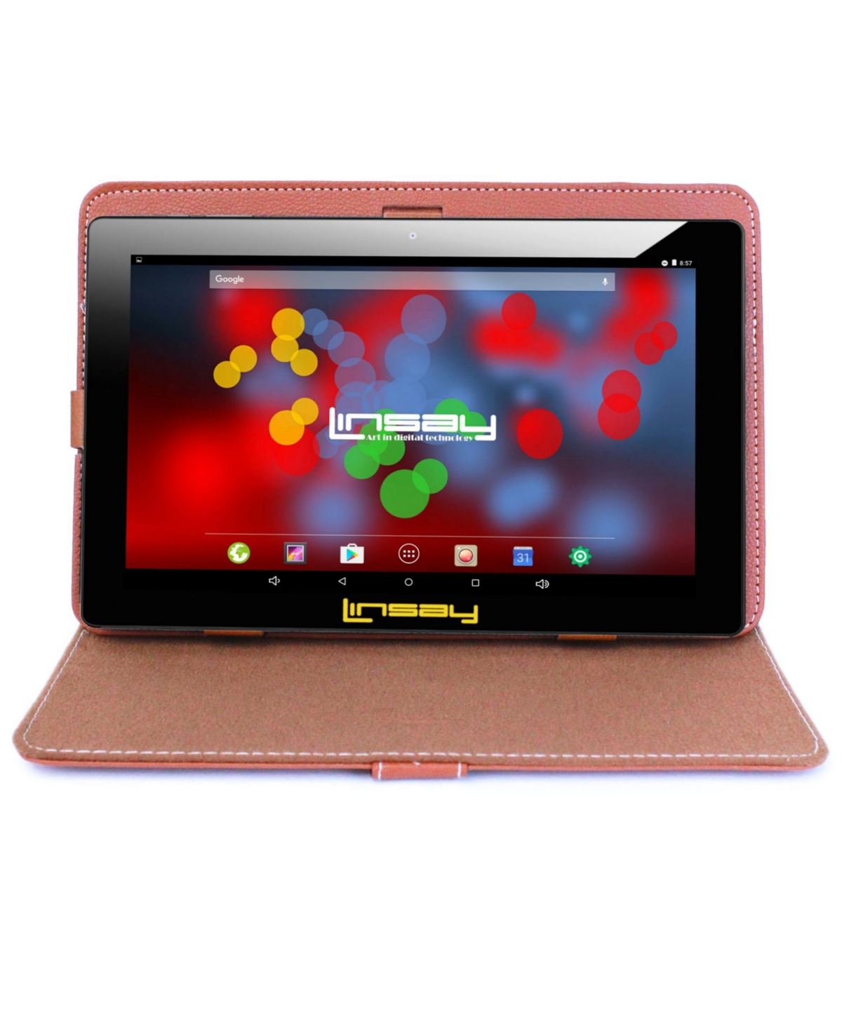 Linsay 10.1" 1280 x 800 Ips Screen Quad Core 2 Gb Ram Tablet 16 Gb Android 6.0 with Leather Case