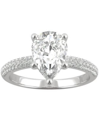 Charles Colvard 14K White Gold Moissanite 10x7mm Pear Engagement Ring Size 9 2.45cttw Dew Women s