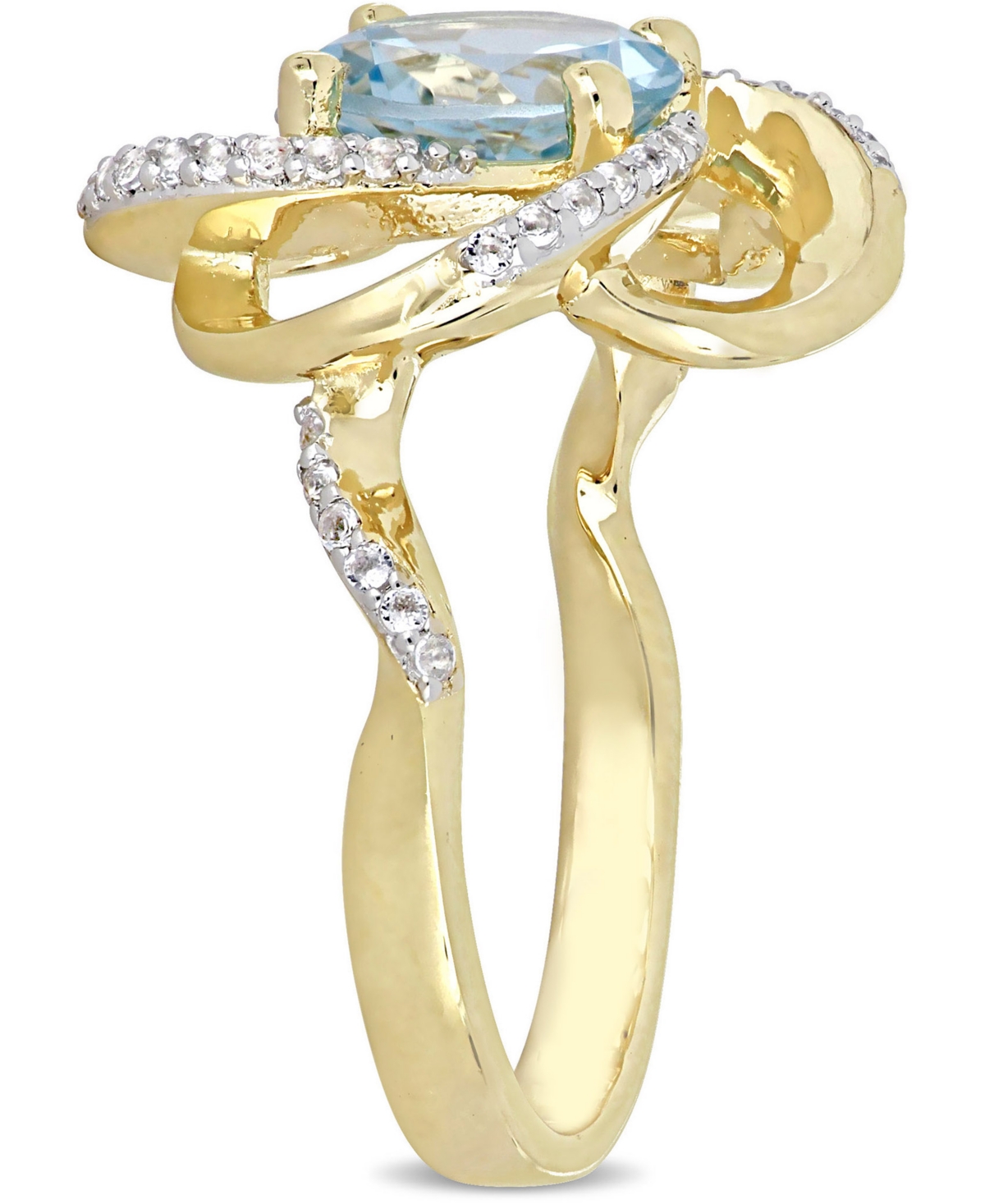(2-1/3 ct. t.w.) & White Topaz (1/4 ct. t.w.) Swirl Statement Ring in 18k Gold-Plated Sterling Silver - Blue Topaz