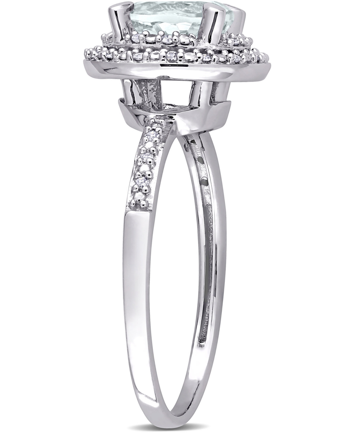 (1-1/7 ct. t.w.) & Diamond (1/10 ct. t.w.) Halo Ring in 10k White Gold - Aquamarine