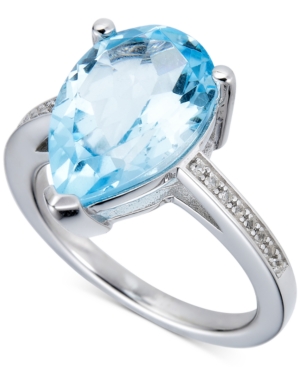 Pink Amethyst (3-1/2 ct tw) & White Topaz (1/10 ct tw) Ring in Sterling Silver (Also in Blue Topaz & Green Quartz)