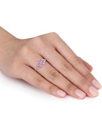 Pink Sapphire (3/4 ct. t.w.) & Diamond (1/6 ct. t.w.) Flower Ring in 10k Rose Gold