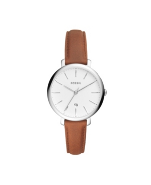 image of Fossil Jacqueline Three-Hand Date Brown Leather Watch 36mm