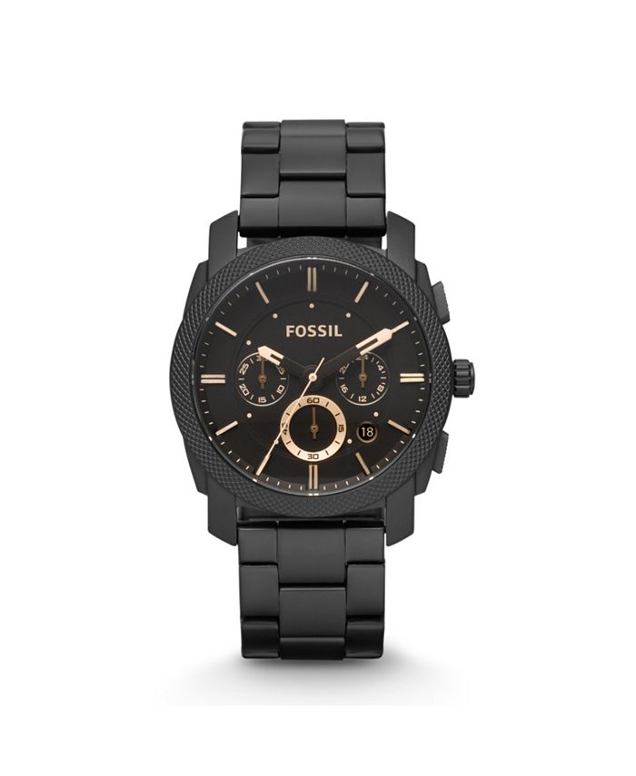 Fossil Machine Mid-Size Chronograph Black Stainless Steel Watch 42mm ...