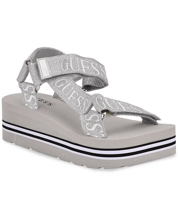 guess avin logo platform sandals