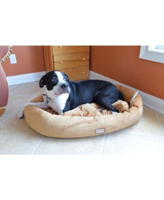 Bolstered Pet Bed and Mat, ultra-soft Dog Bed, Brown, Large