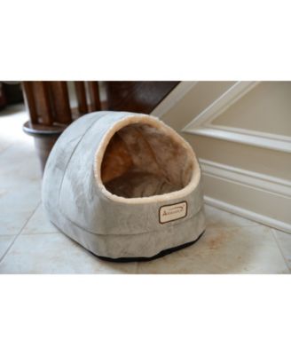 Faux Suede Cozy Enclosed Cave Cat Kitten Sleeping Bed, 18"(L) X 12.5"(W) X 11.5"(H), C18HHL/MH, Sage Green