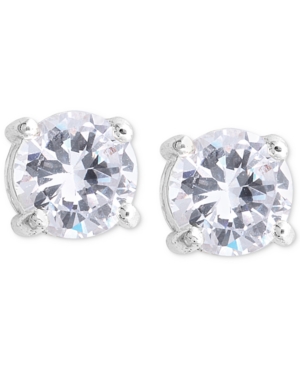 Nine West Earrings, Silver-Tone Round-Cut Crystal Stud Earrings