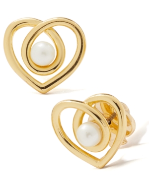 image of Kate Spade New York Gold-Tone Imitation Pearl Infinite Heart Stud Earrings