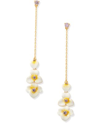 kate spade new york - Gold-Tone Cubic Zirconia Flower Long Chain Drop Earrings