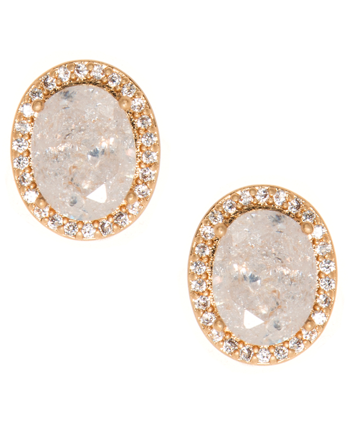Gold-Tone Stone & Crystal Halo Stud Earrings - Crystal