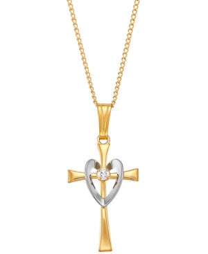image of Cubic Zirconia Heart & Cross 18