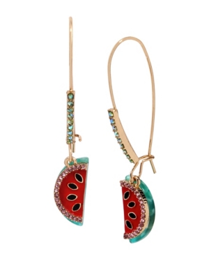 image of Betsey Johnson Watermelon Long Drop Earrings in Gold-tone Metal, 2