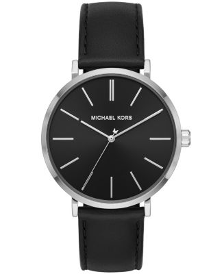 Michael Kors Men's Jayne Three-Hand Black Leather Watch 42mm MK7145 ...