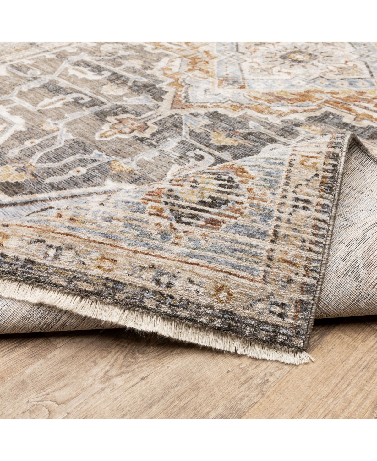 Jhb Design Maharaja 1803x Gray And Blue 2'3" X 7'6" Runner Rug In Gray,blue