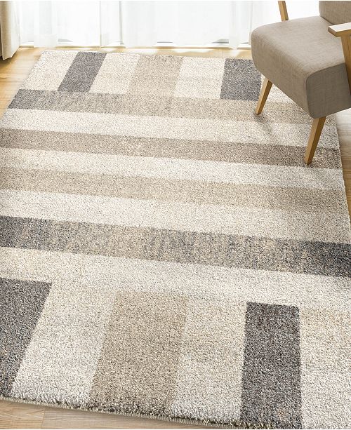 Edgewater Living Prime Shag Portman Stripes Ivory 5 3 X 7 6 Area Rug Reviews Rugs Macy S
