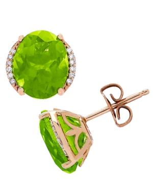 image of Peridot (3-3/4 ct. t.w.) & Diamond (1/20 ct. t.w.) Stud Earrings in 14k Gold
