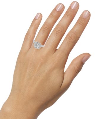 Diamond Princess Halo Engagement Ring (1 ct. t.w.) in 14k White Gold