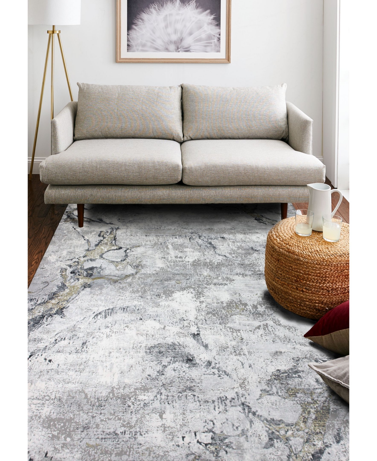 BB RUGS CHARM CHA-01 GRAY, GOLD 7'9" X 9'9" AREA RUG 